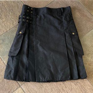 922 DAMN NEAR KILT EM Black Men's Heavy Cotton Utility Kilt Size Small NWOT